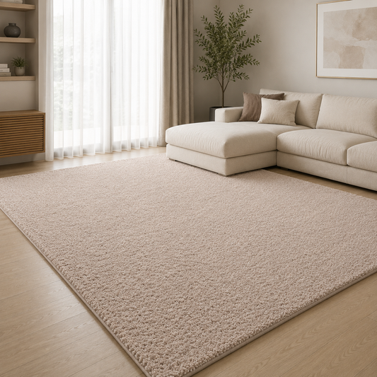 Tepih Aksu Royal Bezhë Anti Slip – Tepih i Butë për Sallon dhe Dhomë Gjumi