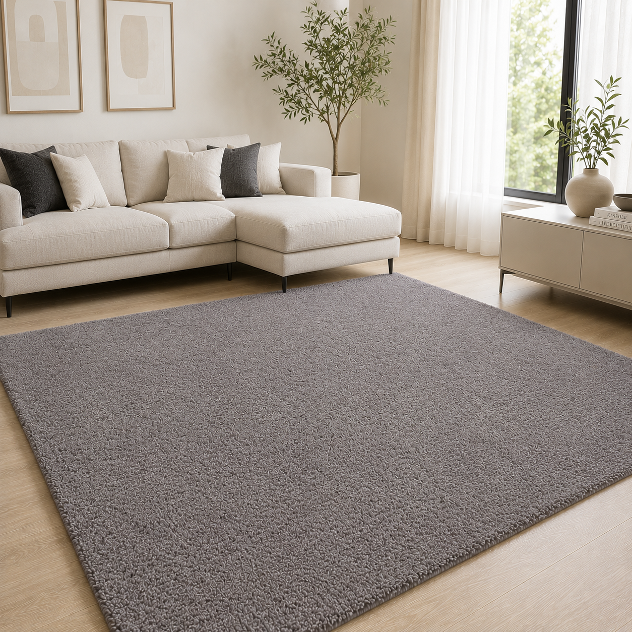 Tepih Modern Aksu Royal Antracit Anti-Slip për Sallon dhe Dhomë Gjumi