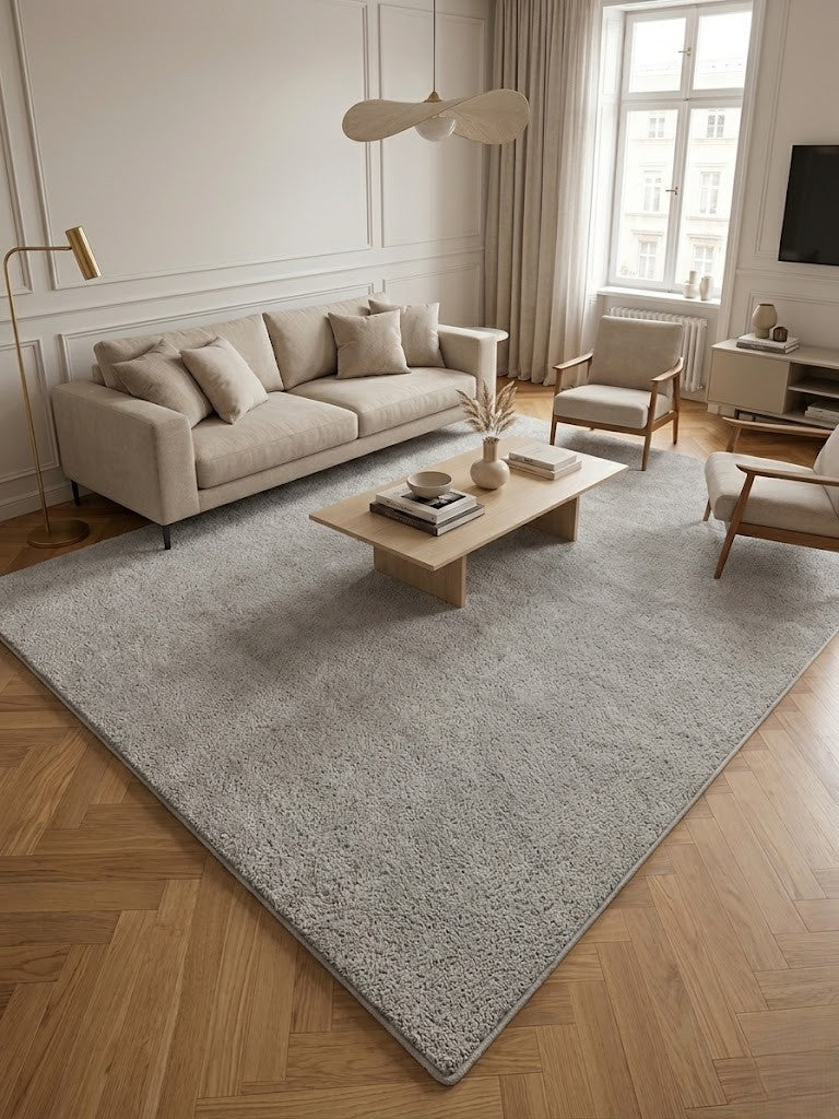 Tepih Modern Aksu Royal Grey Anti-Slip për Sallon dhe Dhomë Gjumi